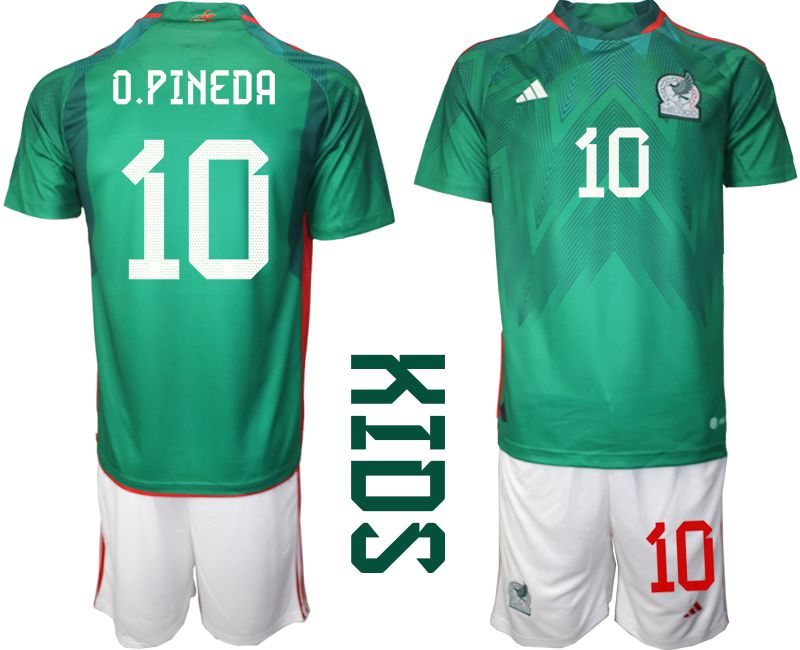 Youth 2022 World Cup National Team Mexico home green #10 Soccer Jersey->youth soccer jersey->Youth Jersey